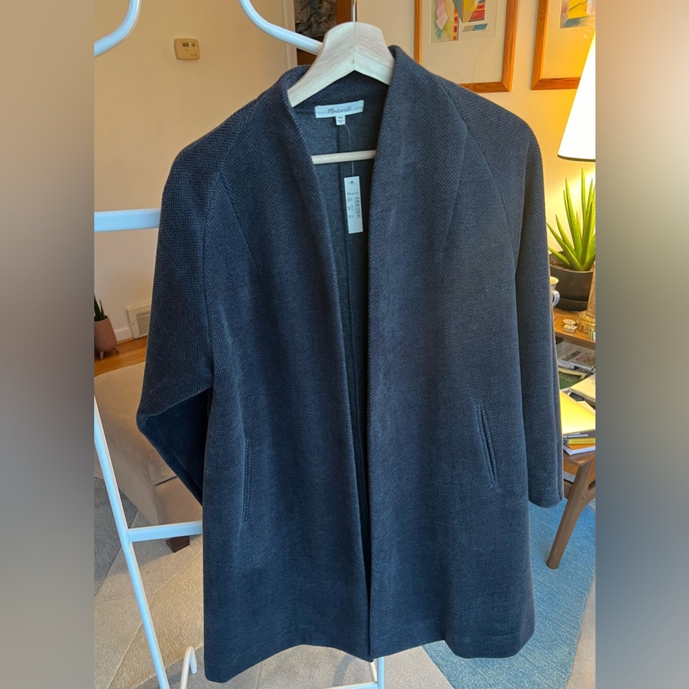 Madewell Stanza Herringbone Coat Blue XXS runs large NWT rare color